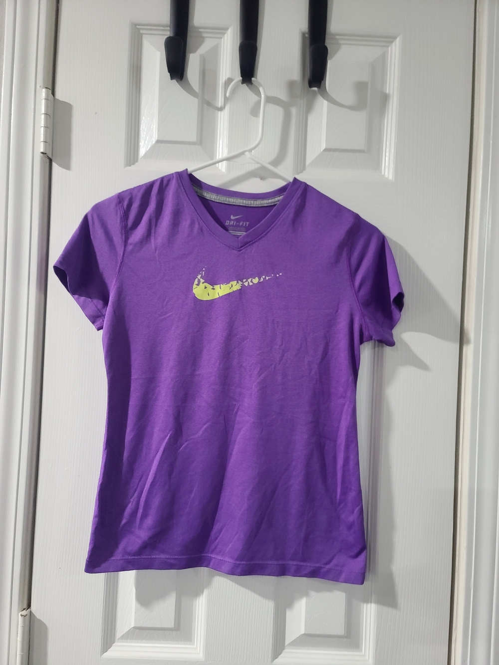 Nike Purple Short Sleeve Tee with Lime Swoosh